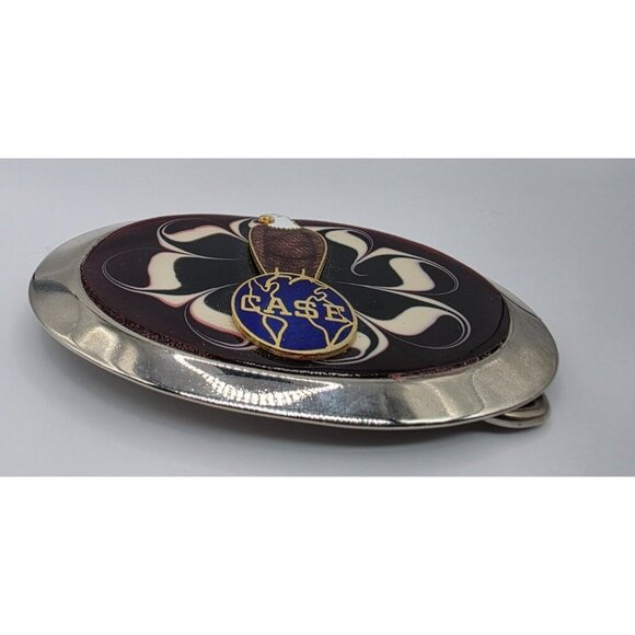 Case Belt Buckle Old Abe Bald Eagle &‎ Globe Trademark Red Cloisonne READ - Picture 4 of 7